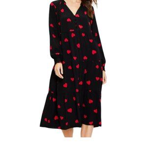 LOFT Heart Tiered Button Midi Swing Dress I Size:L